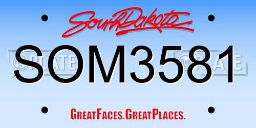 SOM3581 South Dakota License Plate