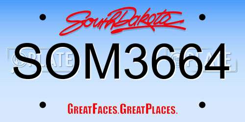 SOM3664 South Dakota License Plate