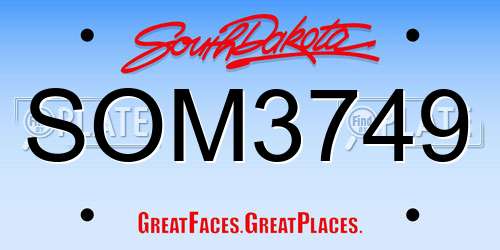 SOM3749 South Dakota License Plate