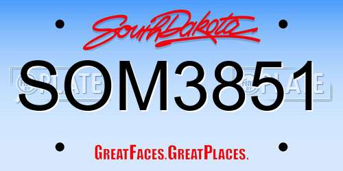 SOM3851 South Dakota License Plate