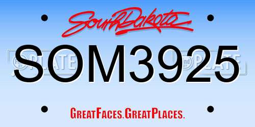 SOM3925 South Dakota License Plate