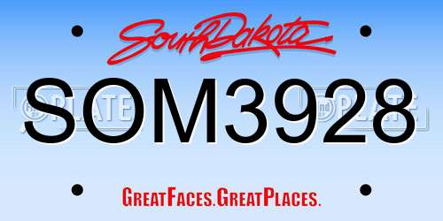 SOM3928 South Dakota License Plate