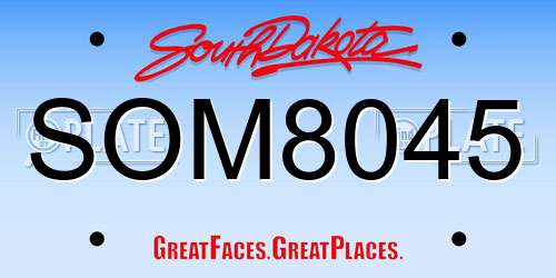 SOM8045 South Dakota License Plate