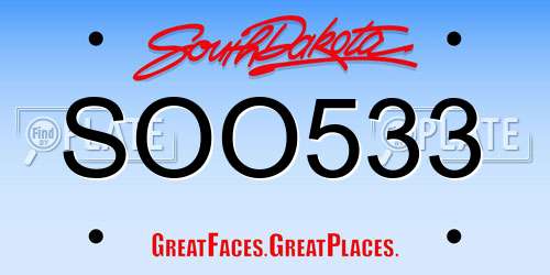 SOO533 South Dakota License Plate