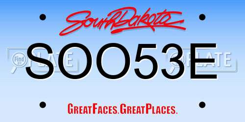SOO53E South Dakota License Plate