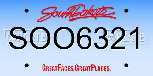 SOO6321 South Dakota License Plate