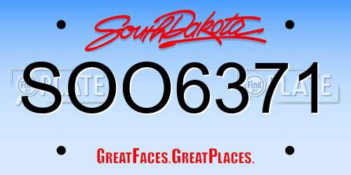 SOO6371 South Dakota License Plate