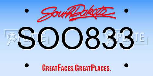 SOO833 South Dakota License Plate