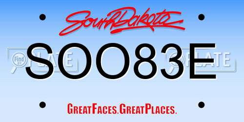 SOO83E South Dakota License Plate