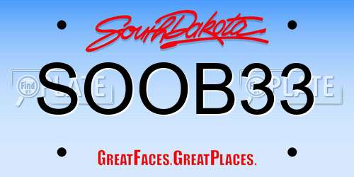SOOB33 South Dakota License Plate