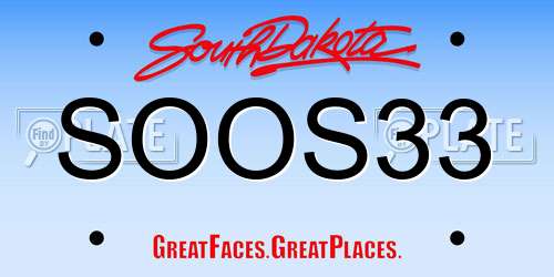 SOOS33 South Dakota License Plate