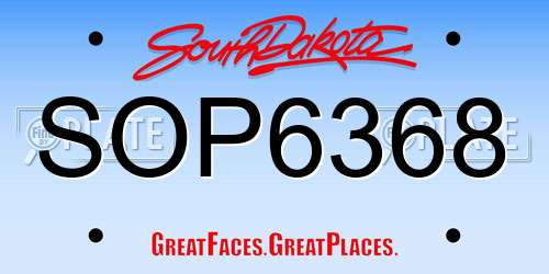 SOP6368 South Dakota License Plate