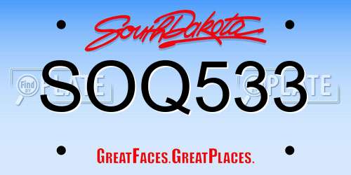 SOQ533 South Dakota License Plate