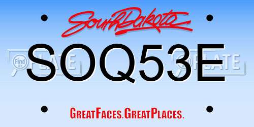 SOQ53E South Dakota License Plate