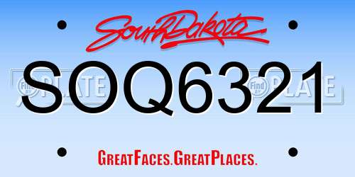 SOQ6321 South Dakota License Plate