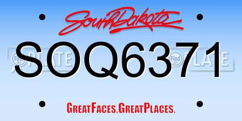 SOQ6371 South Dakota License Plate
