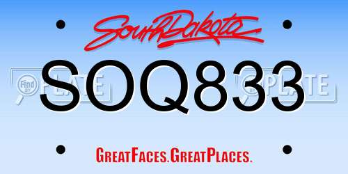 SOQ833 South Dakota License Plate