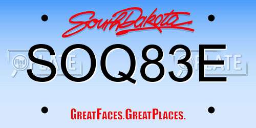 SOQ83E South Dakota License Plate