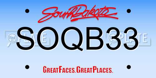 SOQB33 South Dakota License Plate