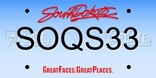 SOQS33 South Dakota License Plate