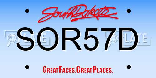 SOR57D South Dakota License Plate
