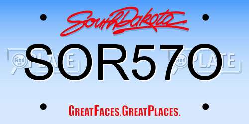 SOR57O South Dakota License Plate