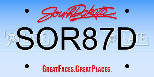 SOR87D South Dakota License Plate