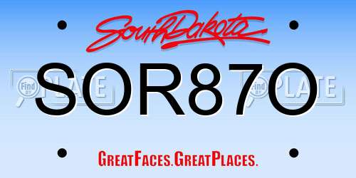 SOR87O South Dakota License Plate