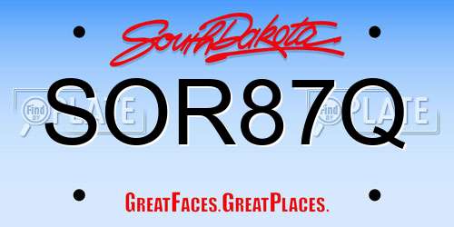 SOR87Q South Dakota License Plate
