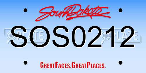 SOS0212 South Dakota License Plate