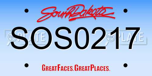 SOS0217 South Dakota License Plate