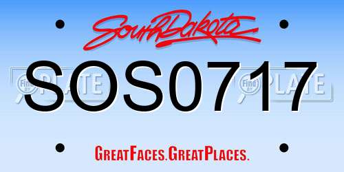 SOS0717 South Dakota License Plate