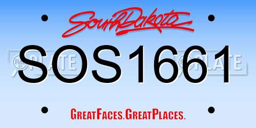 SOS1661 South Dakota License Plate