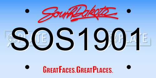 SOS1901 South Dakota License Plate