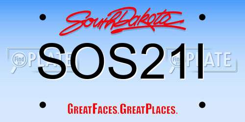 SOS21I South Dakota License Plate