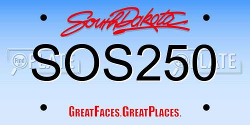 SOS250 South Dakota License Plate