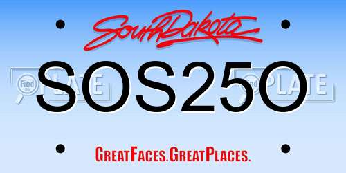 SOS25O South Dakota License Plate