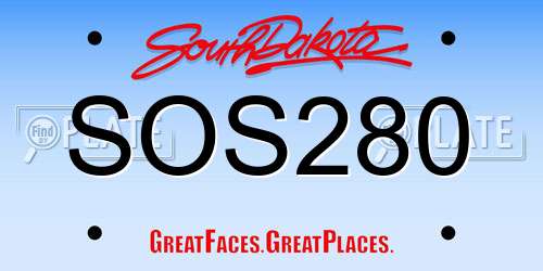 SOS280 South Dakota License Plate