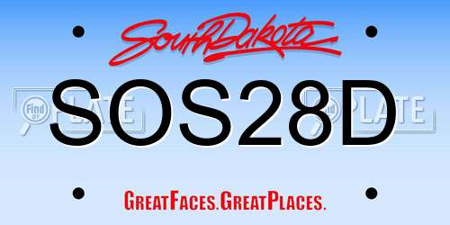 SOS28D South Dakota License Plate