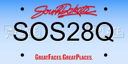 SOS28Q South Dakota License Plate