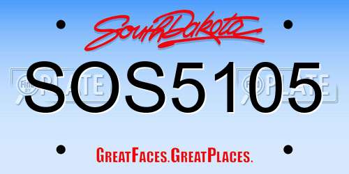 SOS5105 South Dakota License Plate