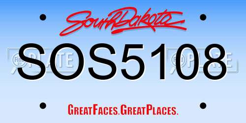 SOS5108 South Dakota License Plate