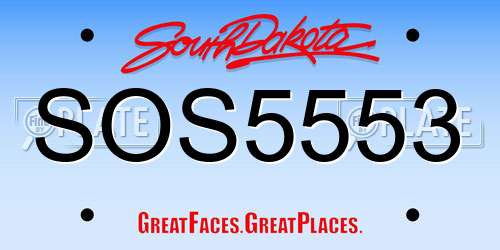 SOS5553 South Dakota License Plate