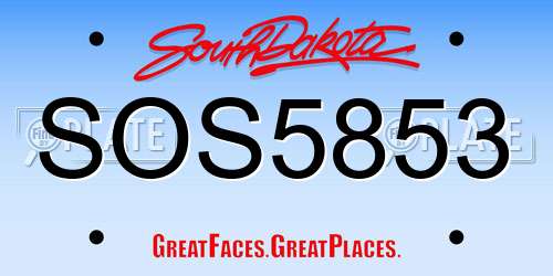 SOS5853 South Dakota License Plate