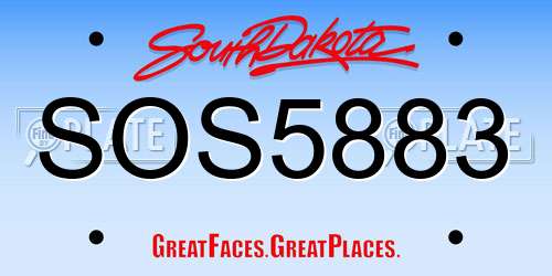 SOS5883 South Dakota License Plate