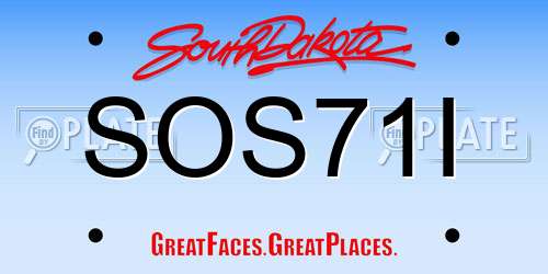 SOS71I South Dakota License Plate