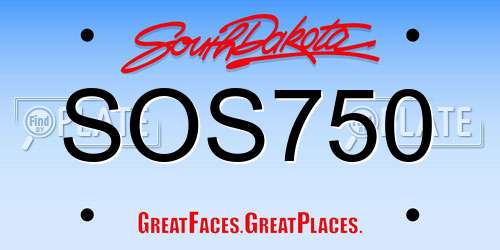 SOS750 South Dakota License Plate