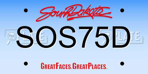 SOS75D South Dakota License Plate