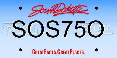 SOS75O South Dakota License Plate