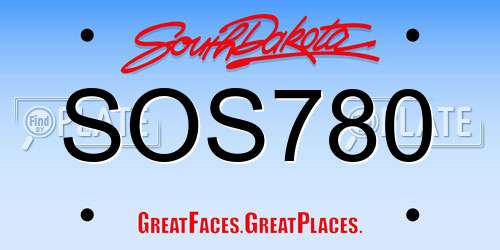SOS780 South Dakota License Plate